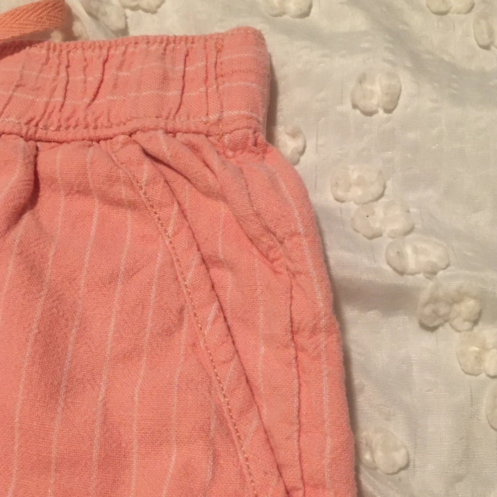 Pink and white stripe shorts.